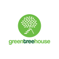 Logo maison dans les arbres verts