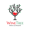 葡萄酒酒庄和葡萄树Logo